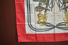 Authentic HERMES Carre 90 Scarf "BRIDES de GALA par" Silk Red K5608