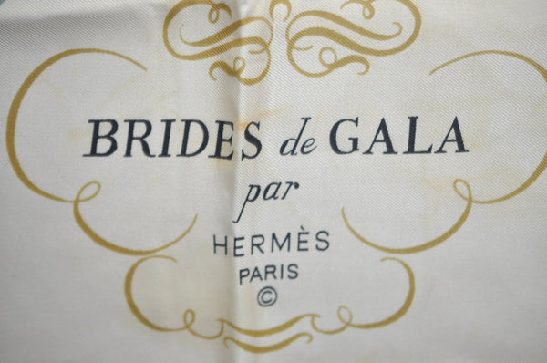 Authentic HERMES Carre 90 Scarf "BRIDES de GALA par" Silk Red K5608