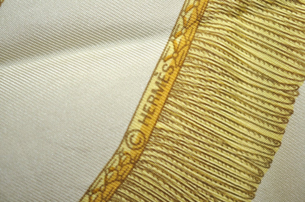 Authentic HERMES Carre 90 Scarf "Poste et Cavalerie" Silk Light Yellow K5610