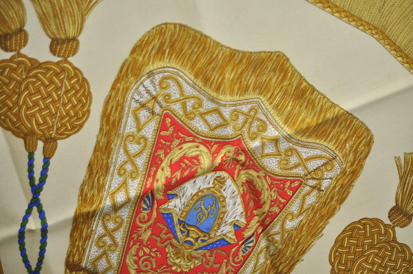 Authentic HERMES Carre 90 Scarf "Poste et Cavalerie" Silk Light Yellow K5610