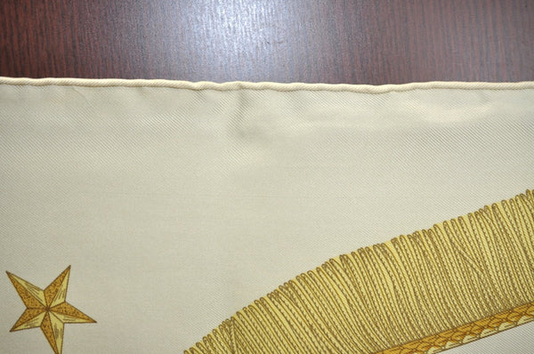 Authentic HERMES Carre 90 Scarf "Poste et Cavalerie" Silk Light Yellow K5610
