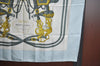 Authentic HERMES Carre 90 Scarf "BRIDES de GALA par" Silk Light Blue K5617