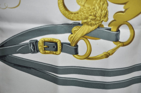 Authentic HERMES Carre 90 Scarf "BRIDES de GALA par" Silk Light Blue K5617