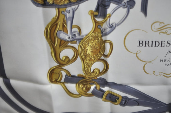 Authentic HERMES Carre 90 Scarf "BRIDES de GALA par" Silk Light Pink K5618