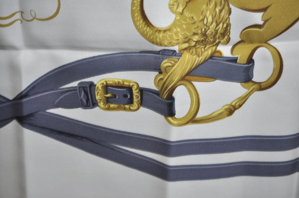 Authentic HERMES Carre 90 Scarf "BRIDES de GALA par" Silk Light Pink K5618