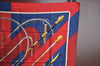Authentic HERMES Carre 90 Scarf "Clic Clac" Silk Red Blue K5619