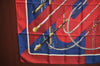 Authentic HERMES Carre 90 Scarf "Clic Clac" Silk Red Blue K5619