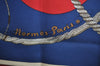 Authentic HERMES Carre 90 Scarf "Clic Clac" Silk Red Blue K5619