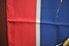 Authentic HERMES Carre 90 Scarf "Clic Clac" Silk Red Blue K5619