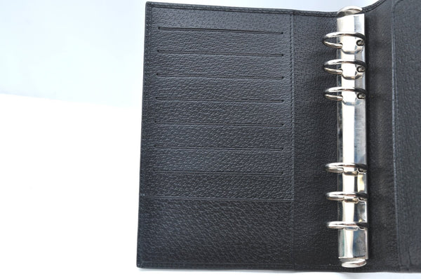 Authentic GUCCI Note Book Day Planner Cover 2003 Leather 115241 Black Box K5620