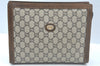 Authentic GUCCI GG Plus Clutch Hand Bag Purse PVC Leather Brown Junk K5622