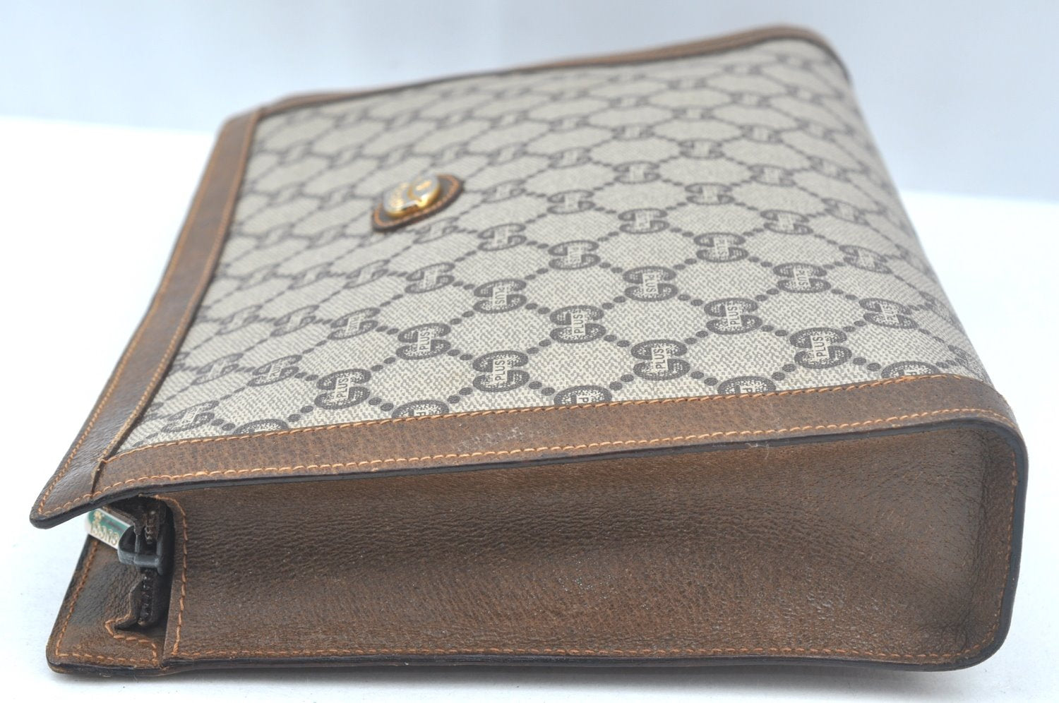 Authentic GUCCI GG Plus Clutch Hand Bag Purse PVC Leather Brown Junk K5622