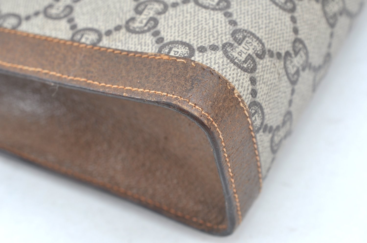 Authentic GUCCI GG Plus Clutch Hand Bag Purse PVC Leather Brown Junk K5622