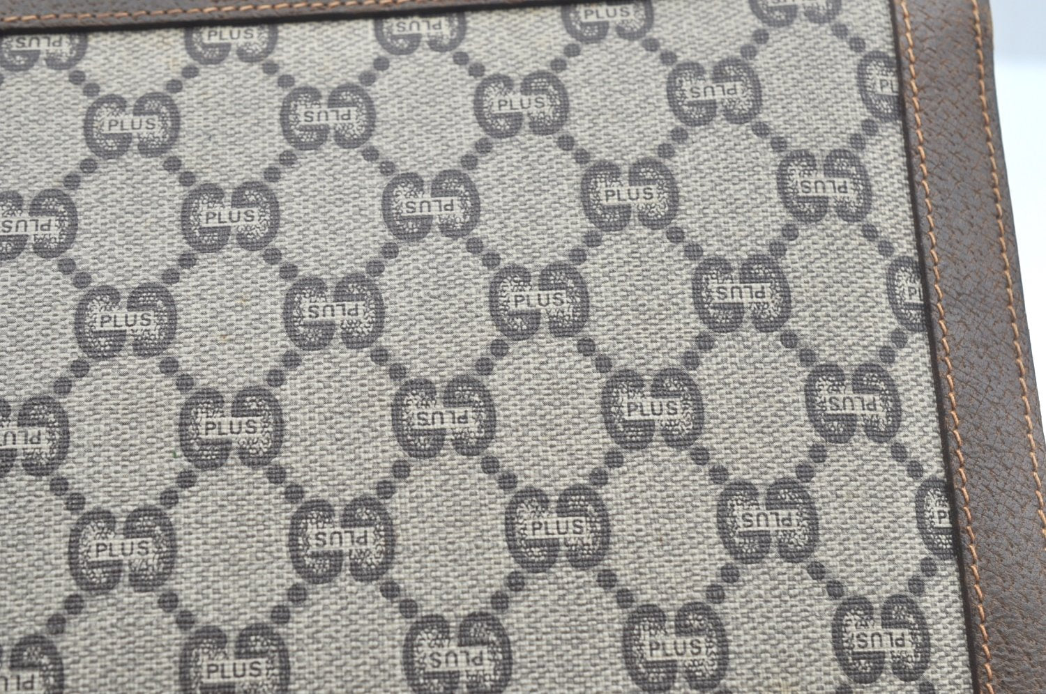 Authentic GUCCI GG Plus Clutch Hand Bag Purse PVC Leather Brown Junk K5622