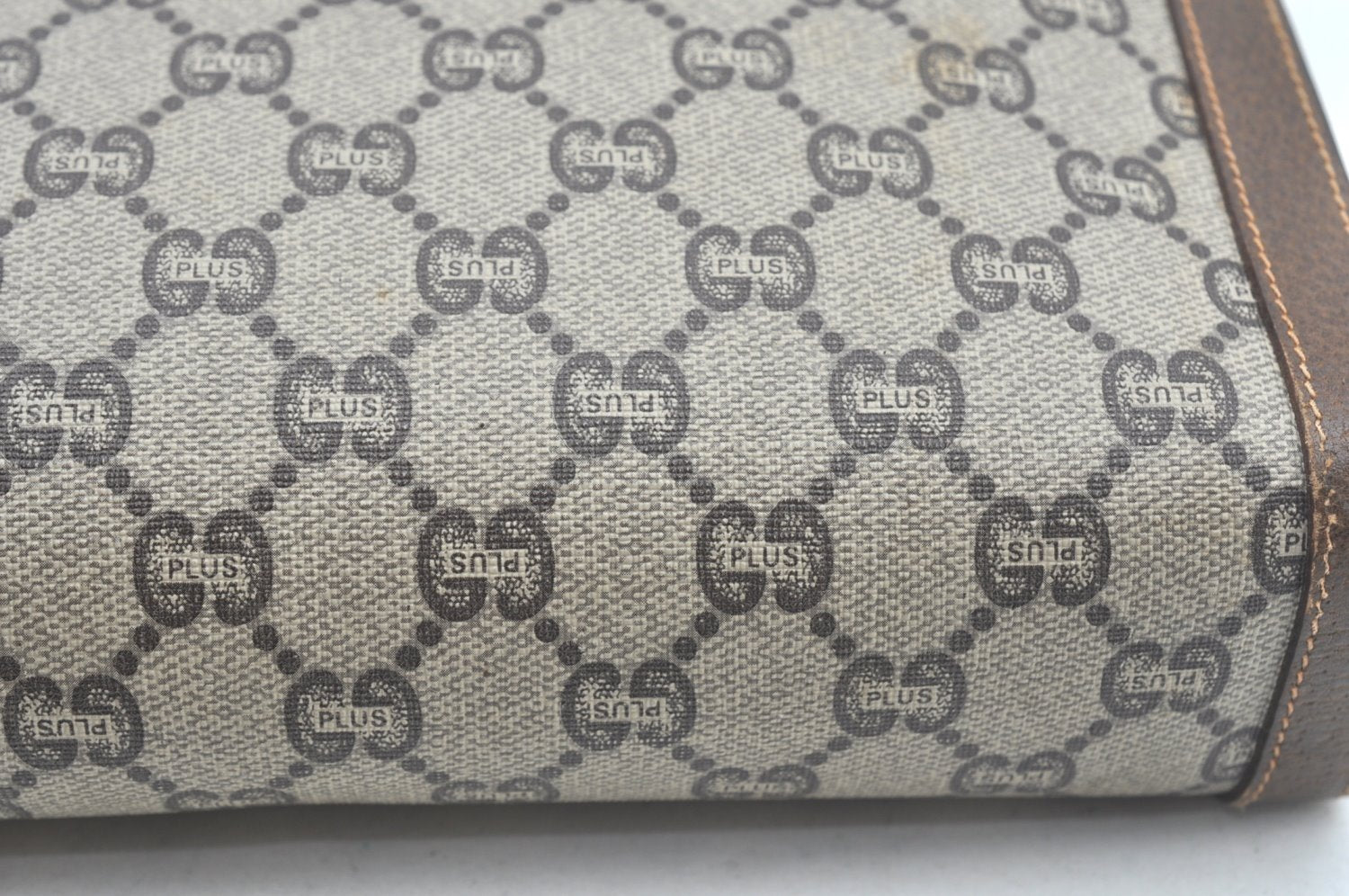 Authentic GUCCI GG Plus Clutch Hand Bag Purse PVC Leather Brown Junk K5622