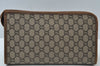 Authentic GUCCI GG Plus Vintage Clutch Hand Bag Purse PVC Leather Brown K5633