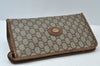Authentic GUCCI GG Plus Vintage Clutch Hand Bag Purse PVC Leather Brown K5633