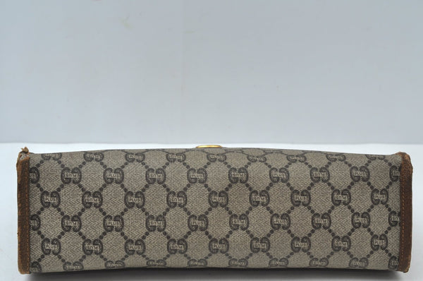Authentic GUCCI GG Plus Vintage Clutch Hand Bag Purse PVC Leather Brown K5633