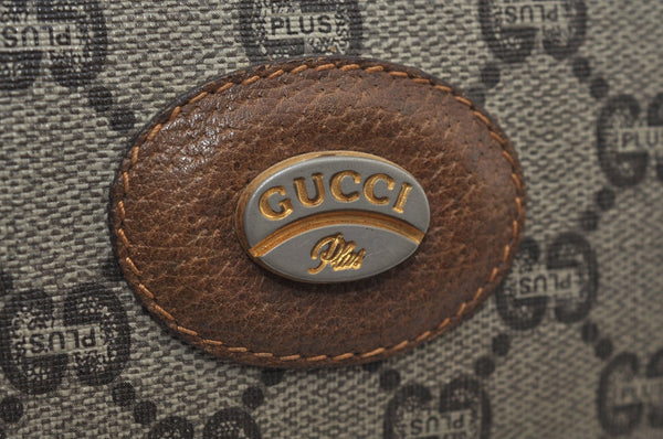 Authentic GUCCI GG Plus Vintage Clutch Hand Bag Purse PVC Leather Brown K5633