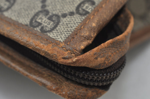 Authentic GUCCI GG Plus Vintage Clutch Hand Bag Purse PVC Leather Brown K5633