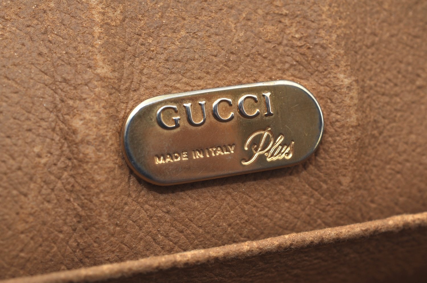 Authentic GUCCI GG Plus Vintage Clutch Hand Bag Purse PVC Leather Brown K5633