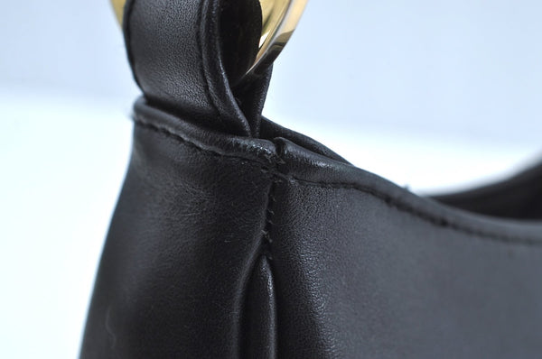 Authentic MCM Vintage Leather Shoulder Bag Purse Black K5643