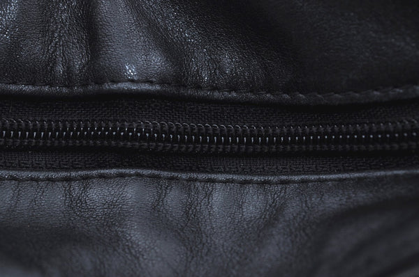 Authentic MCM Vintage Leather Shoulder Bag Purse Black K5643