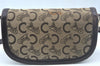 Authentic CELINE C Macadam Carriage Shoulder Bag Canvas Leather Brown K5648