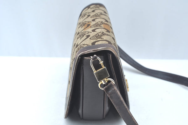 Authentic CELINE C Macadam Carriage Shoulder Bag Canvas Leather Brown K5648