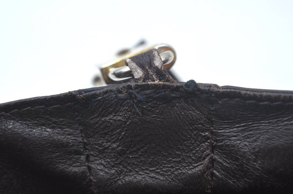 Authentic CELINE C Macadam Carriage Shoulder Bag Canvas Leather Brown K5648