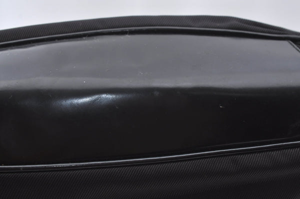 Authentic GUCCI Vintage Bamboo Shoulder Tote Bag Nylon Enamel Black K5664