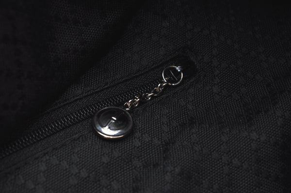 Authentic GUCCI Vintage Bamboo Shoulder Tote Bag Nylon Enamel Black K5664