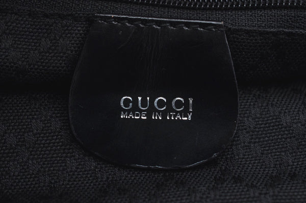 Authentic GUCCI Vintage Bamboo Shoulder Tote Bag Nylon Enamel Black K5664