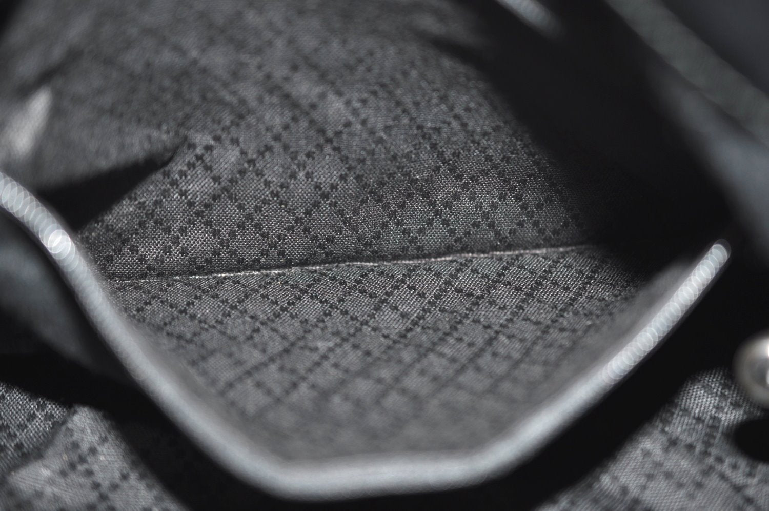 Authentic GUCCI Vintage Bamboo Shoulder Tote Bag Nylon Enamel Black K5664