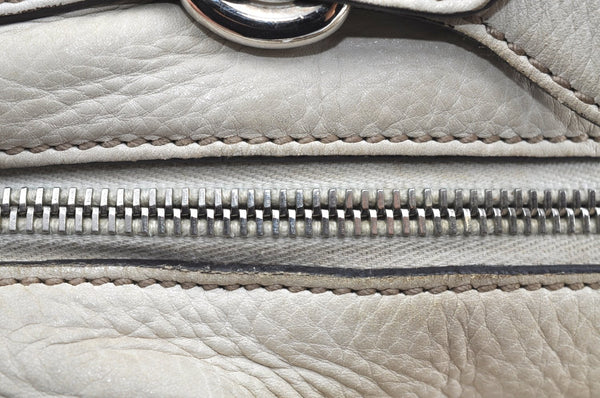 Authentic GUCCI Vintage 2Way Shoulder Tote Bag Leather 232949 White K5716