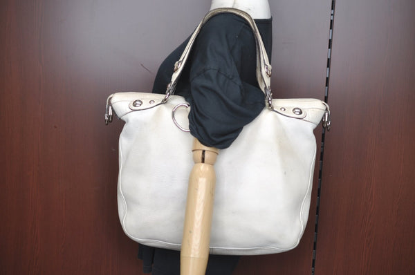 Authentic GUCCI Vintage 2Way Shoulder Tote Bag Leather 232949 White K5716