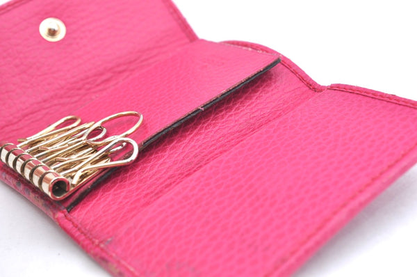 Authentic GUCCI Swing Vintage 6 Six Hooks Key Case Leather 354499 Pink K5739
