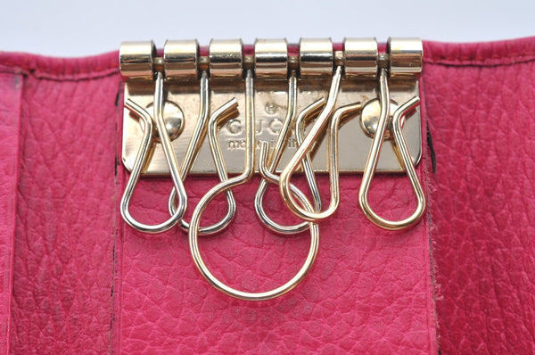 Authentic GUCCI Swing Vintage 6 Six Hooks Key Case Leather 354499 Pink K5739