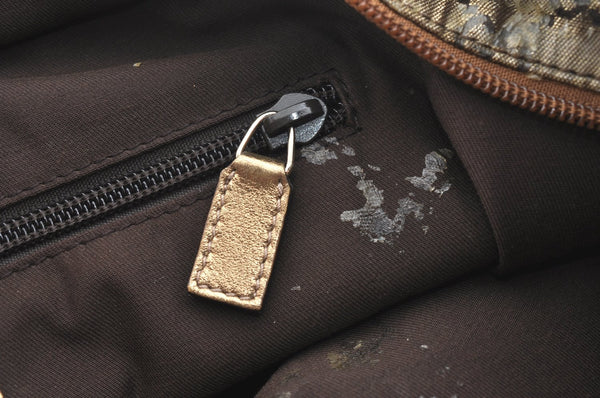 Authentic GUCCI GG Crystal Shoulder Tote Bag PVC Leather 131230 Gold Junk K5753