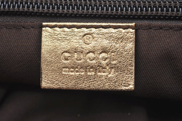 Authentic GUCCI GG Crystal Shoulder Tote Bag PVC Leather 131230 Gold Junk K5753
