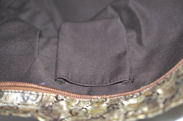 Authentic GUCCI GG Crystal Shoulder Tote Bag PVC Leather 131230 Gold Junk K5753