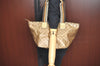 Authentic GUCCI GG Crystal Shoulder Tote Bag PVC Leather 131230 Gold Junk K5753