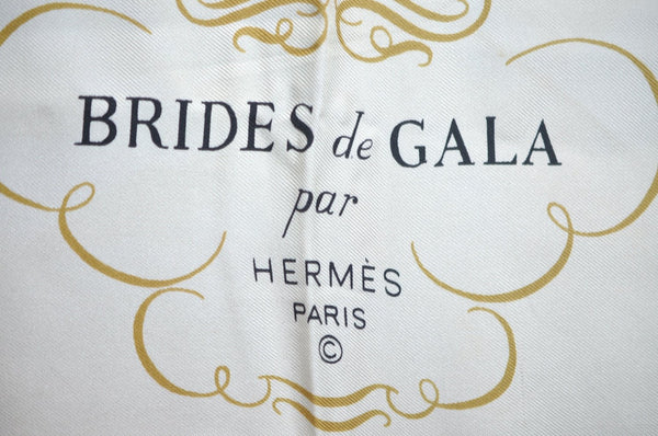 Authentic HERMES Carre 90 Scarf "BRIDES de GALA" Silk Blue K5802