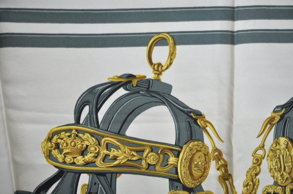 Authentic HERMES Carre 90 Scarf "BRIDES de GALA" Silk Blue K5802