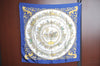 Authentic HERMES Carre 90 Scarf "LA PROMENADE DE LONGCHAMPS" Silk Blue K5803