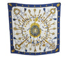 Authentic HERMES Carre 90 Scarf "LES CLES" Silk Navy K5806