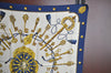 Authentic HERMES Carre 90 Scarf "LES CLES" Silk Navy K5806