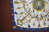 Authentic HERMES Carre 90 Scarf "LES CLES" Silk Navy K5806