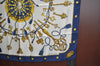 Authentic HERMES Carre 90 Scarf "LES CLES" Silk Navy K5806