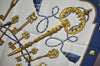 Authentic HERMES Carre 90 Scarf "LES CLES" Silk Navy K5806